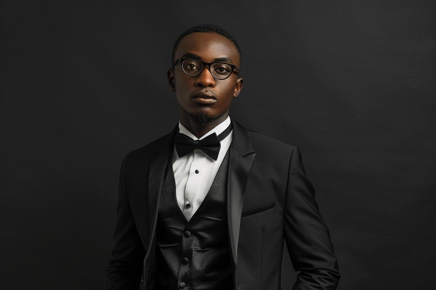Stylish Fashion Model in a Formal Suit with a Black Background Modern Male portrait Trendy Lifestyle photo