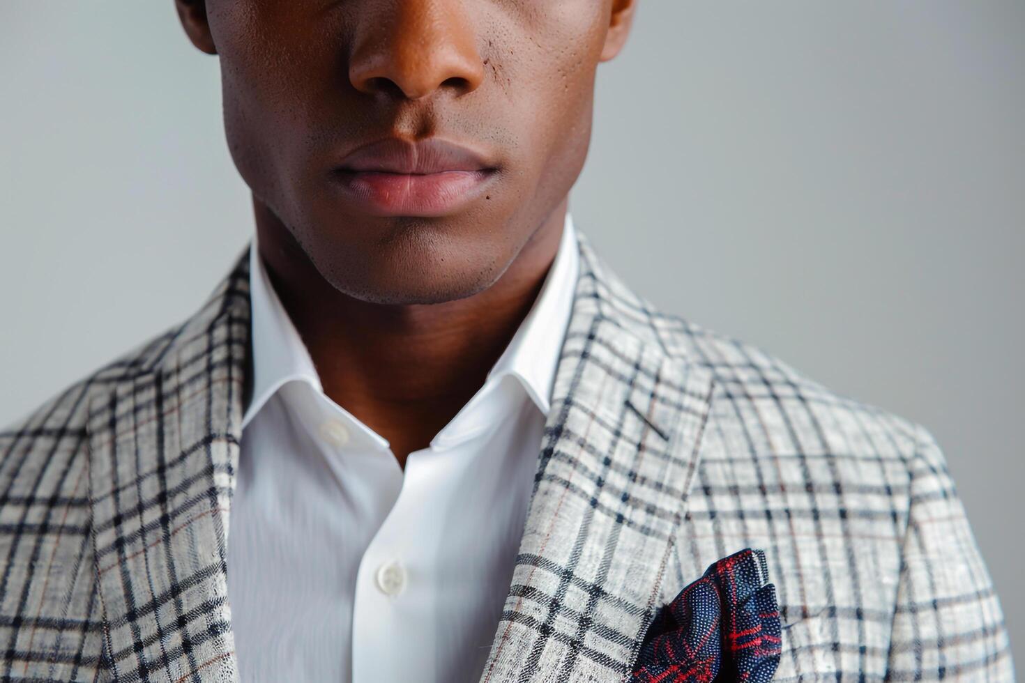 Stylish Fashion Model in Tailored Blazer with pocket Square Classic Cream Lifestyle portrait with Luxe Cream Background photo