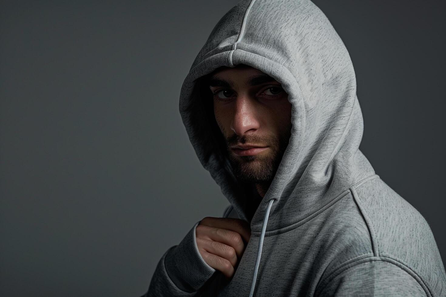 Trendy fashion model in a hoodie showcasing a casual and stylish portrait with a modern lifestyle backdrop photo