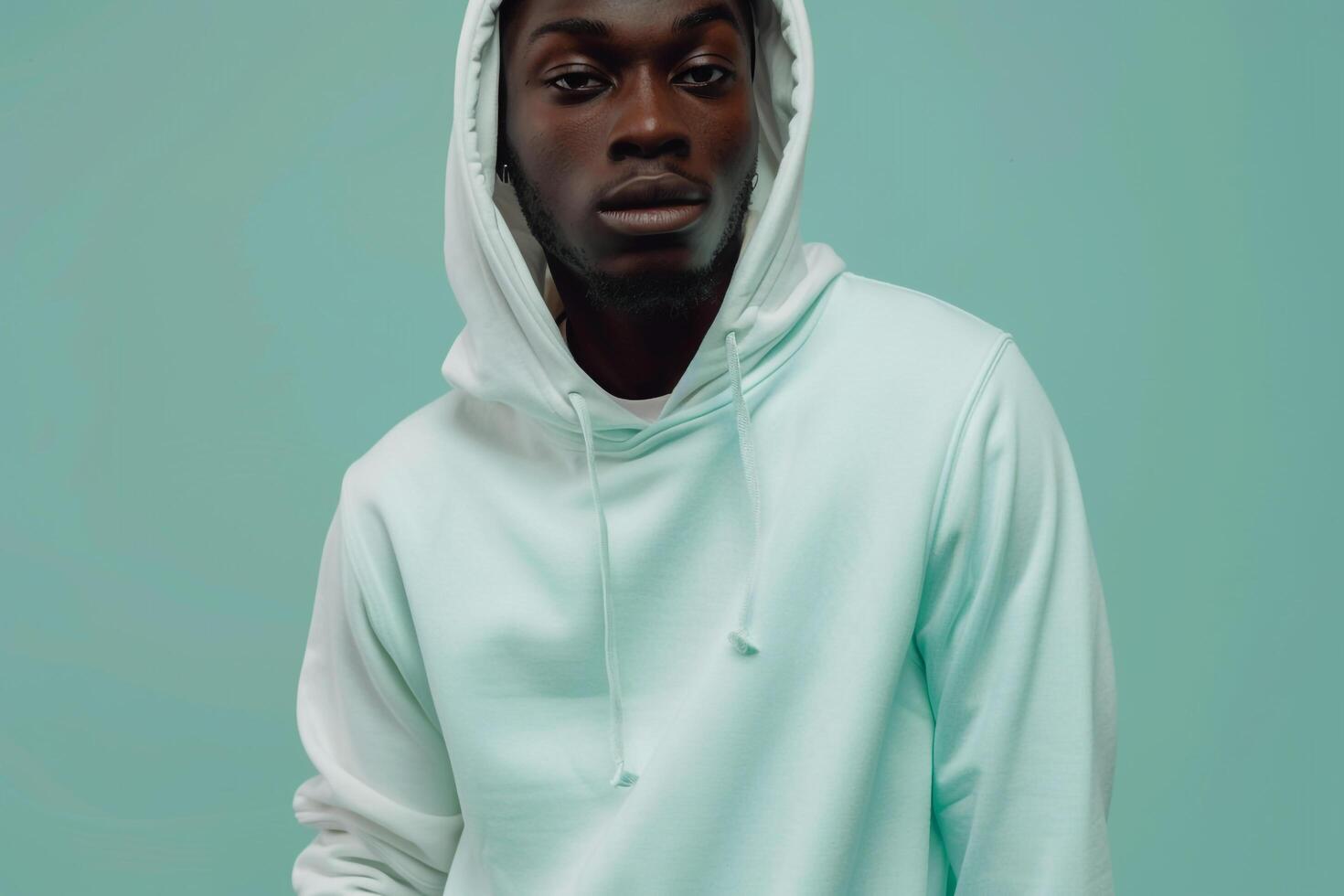 Mint Green Hoodie Model Handsome Male Fashion portrait with Trendy Modern Lifestyle Background photo