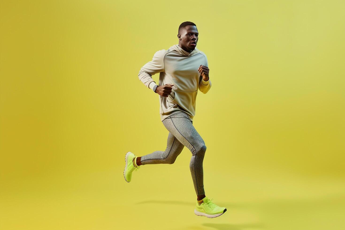 Lime Green Running Gear Fashion Model Trendy Male in Lifestyle portrait with Stylish Background Vibrant and Modern Look photo