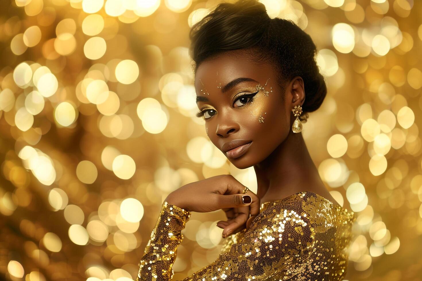 Sequined evening Dress with Soft Gold Urban Lifestyle portrait Featuring elegant Male Fashion Combining Glamorous eleMalets with Modern Urban Style photo