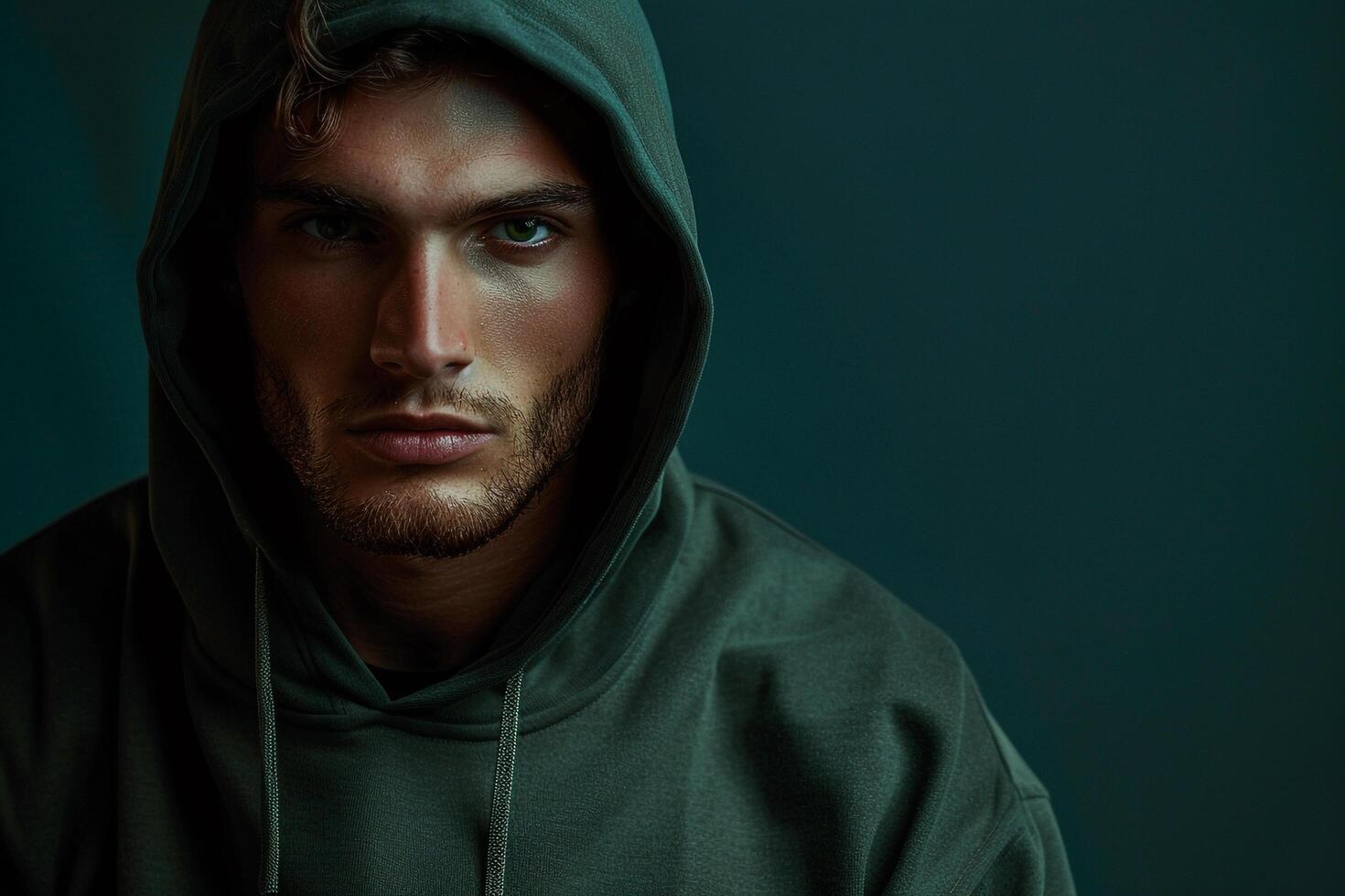 Stylish Hoodie Look Male Fashion Model portrait with Artistic Background emphasizing Trendy Males Lifestyle and Casual Fashion photo