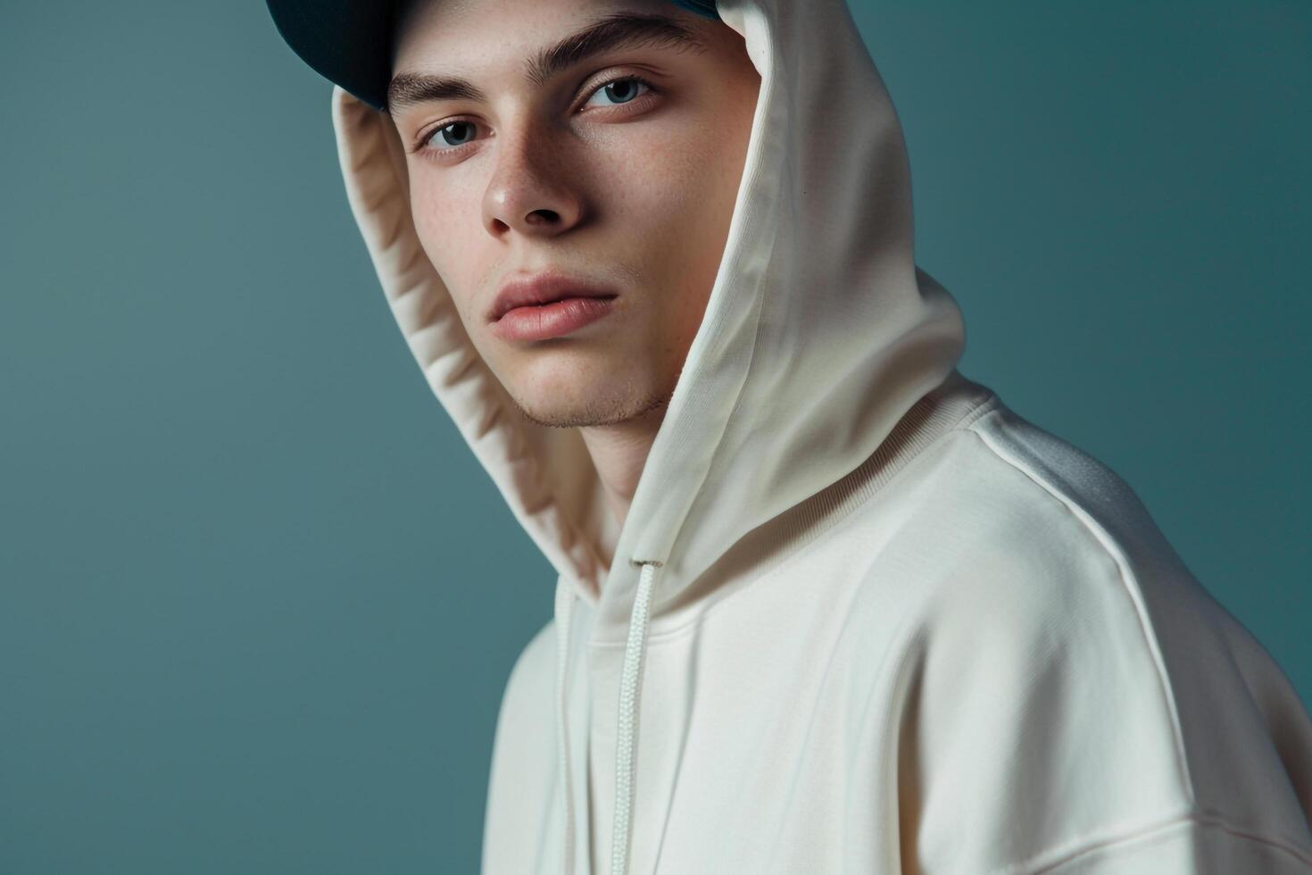 Soft Green everyday Hoodie modern lifestyle casual and trendy portrait stylish male dress relaxed look photo