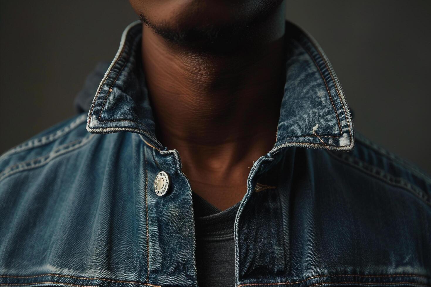 Stylish male model in denim jacket with taupe modern portrait relaxed lifestyle handsome look photo