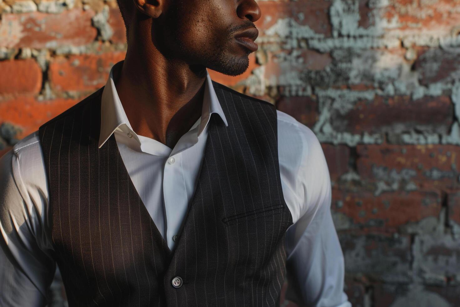subtle geometric pattern vest modern portrait stylish and relaxed look photo