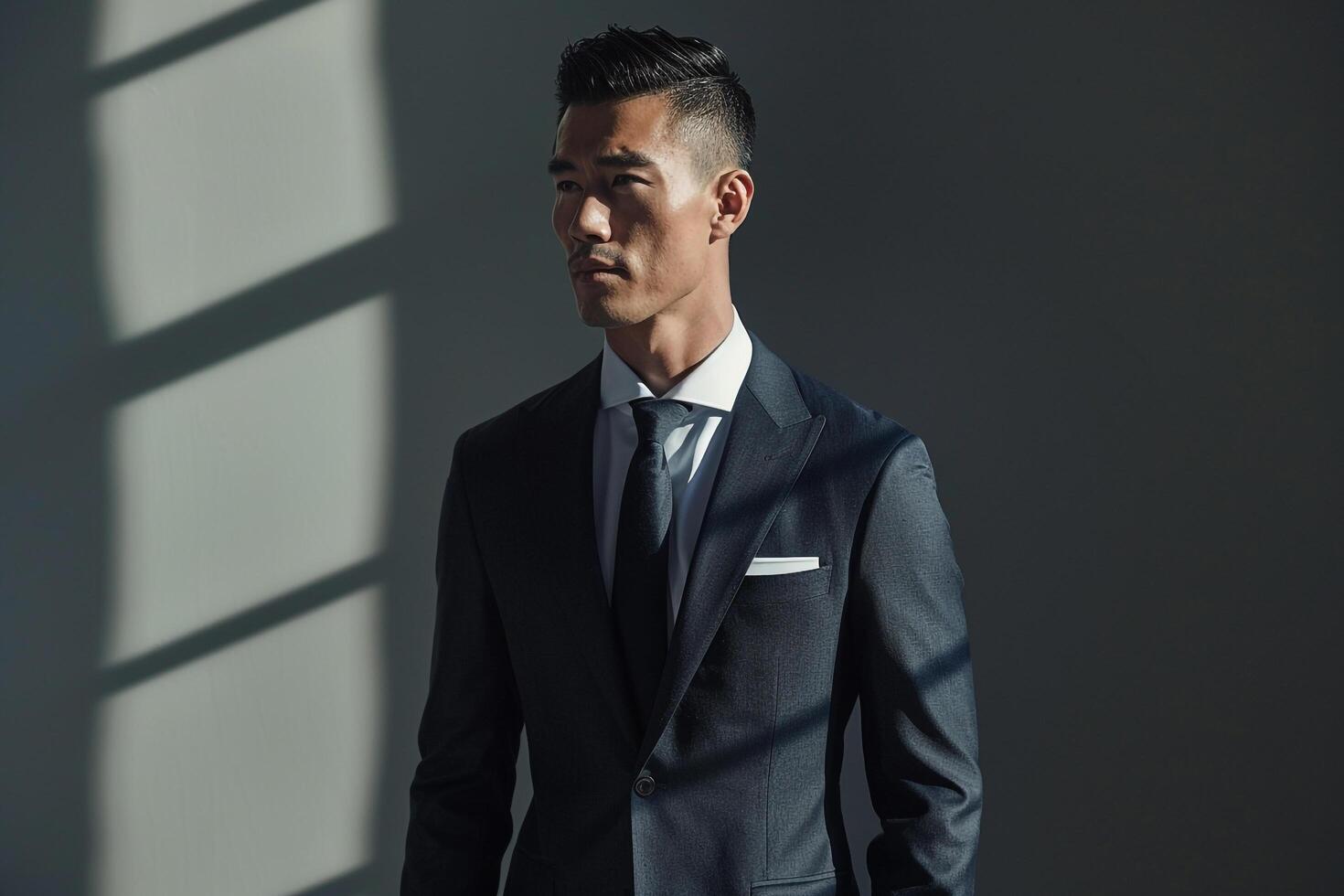 Timeless Ivory Traditional Tailored Suit on a fashionable male model captured in a lifestyle portrait highlighting classic sophistication and style photo