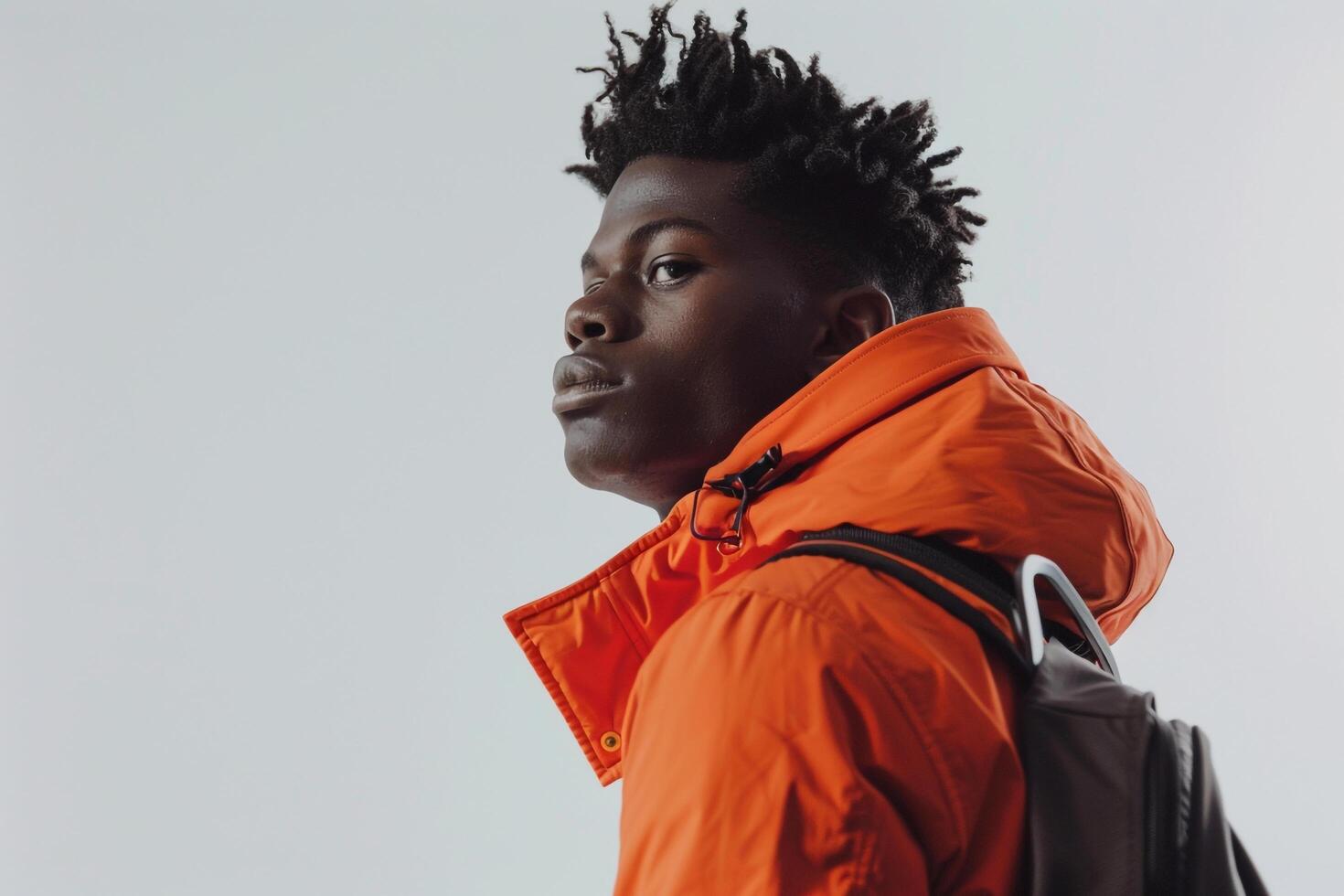 Lightweight Jacket in Arctic White worn by a male fashion model depicted in a lifestyle setting showcasing modern and versatile Males fashion style photo