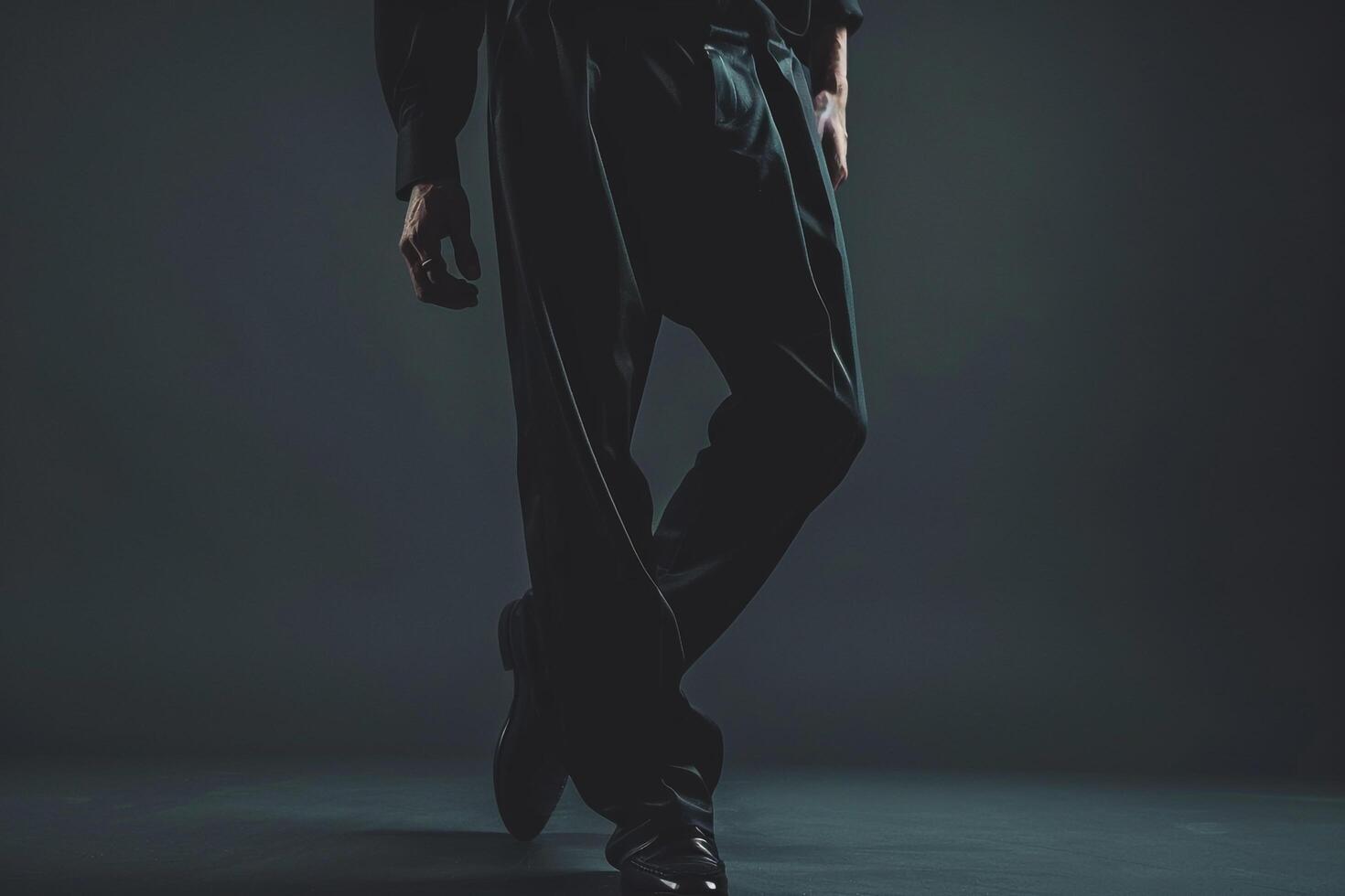 Couture pants in Black on a sophisticated male model set against a stylish lifestyle backdrop showcasing modern and high fashion Males attire photo
