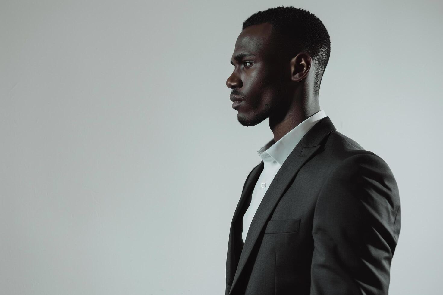elegant male fashion model in Suit with Frosted White background featuring a sophisticated lifestyle portrait of contemporary Males fashion photo