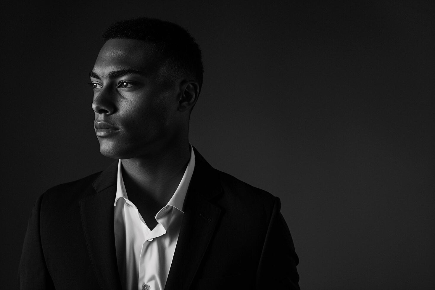 elegant male model in a tailored blazer with a glossy black background sophisticated portrait emphasizing chic and stylish Males fashion photo