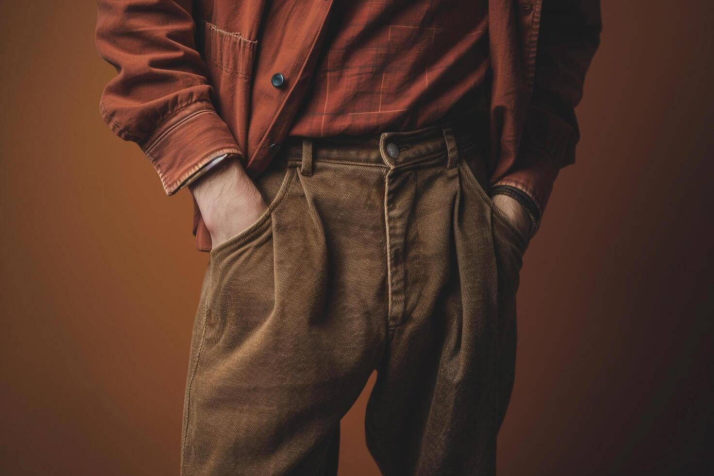 vintage pants with an earth brown background highlighting stylish fashion and a classic lifestyle for a sophisticated appearance photo