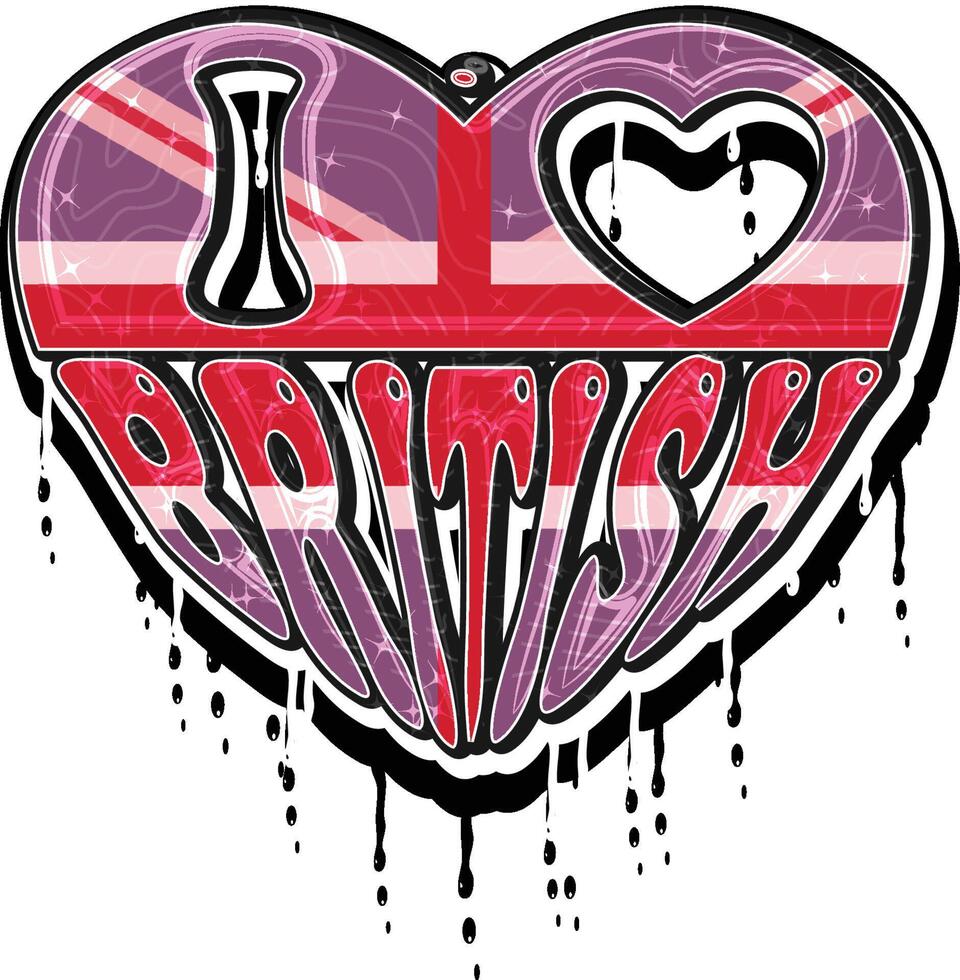 I Love British Hand Lettering Graffiti Template vector