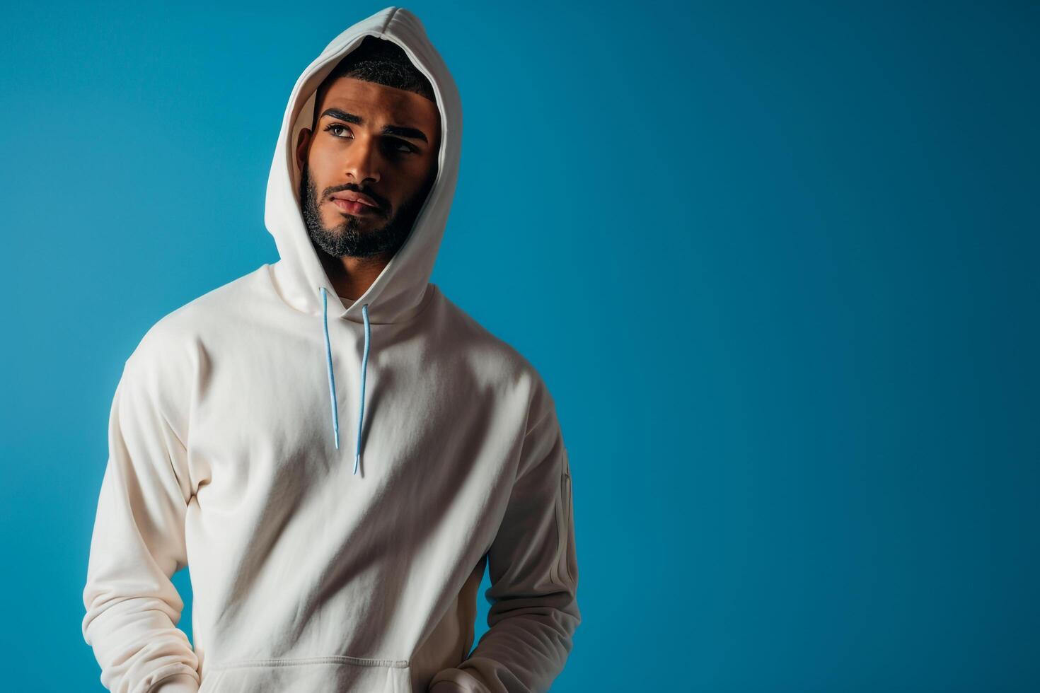 clothnical Hoodie male dress withCerulean Blue lifestyle Males portrait Fashion background photo