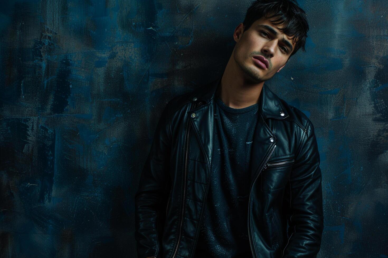faux leather jacket male dress with aMaleswear male background showcasing lifestyle Males fashion and portrait features photo