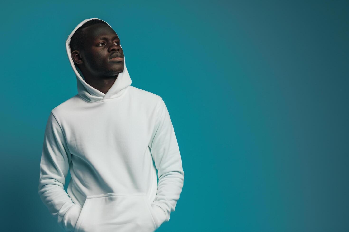 Chic Fashion portrait Hoodie Clad Male with Maleswear Background Highlighting Lifestyle photo