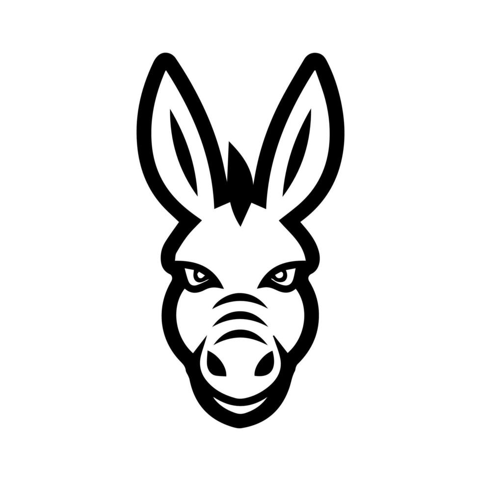 donkey icon or modern line symbol. line art and icon design with bold outline. Black and white Pixel Perfect minimalistic symbol isolated white background. Silhouette simple thin sign vector