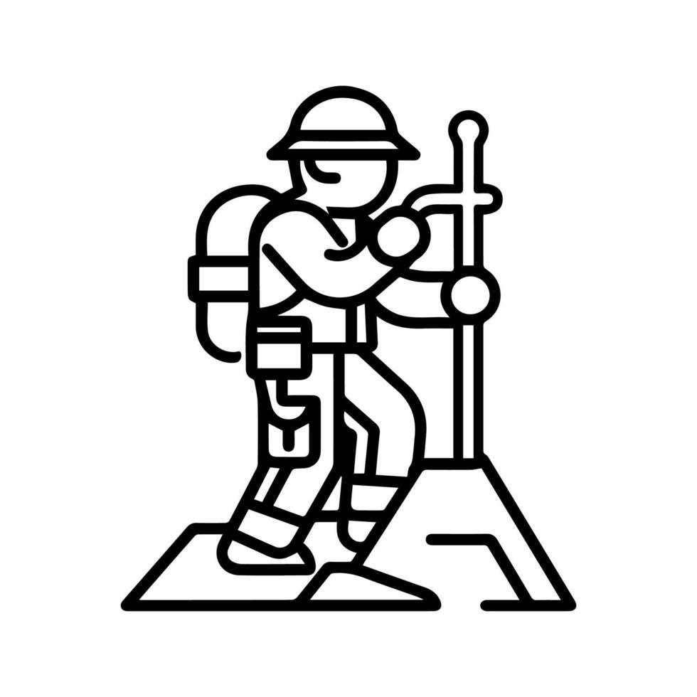 Archeologist icon or modern line symbol. line art and icon design with bold outline. Black and white Pixel Perfect minimalistic symbol isolated white background. Silhouette simple thin sign vector