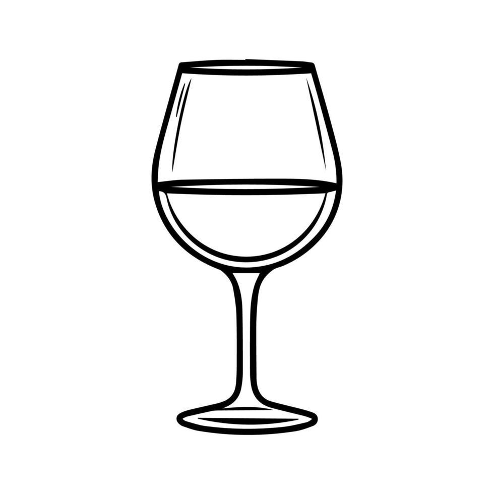 Wine Glass icon or modern line symbol. line art and icon design with bold outline. Black and white Pixel Perfect minimalistic symbol isolated white background. Silhouette simple thin sign vector