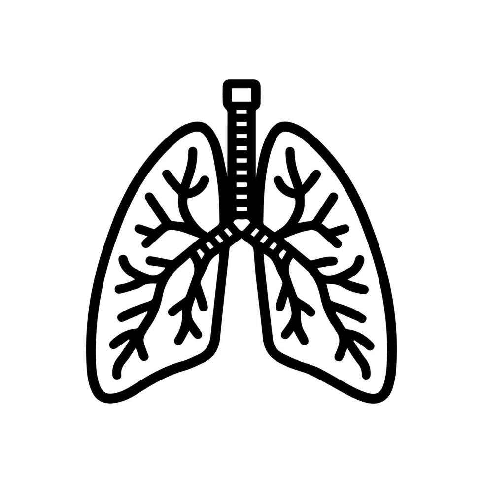 Lungs Cancer icon or modern line symbol. line art and icon design with bold outline. Black and white Pixel Perfect minimalistic symbol isolated white background. Silhouette simple thin sign vector