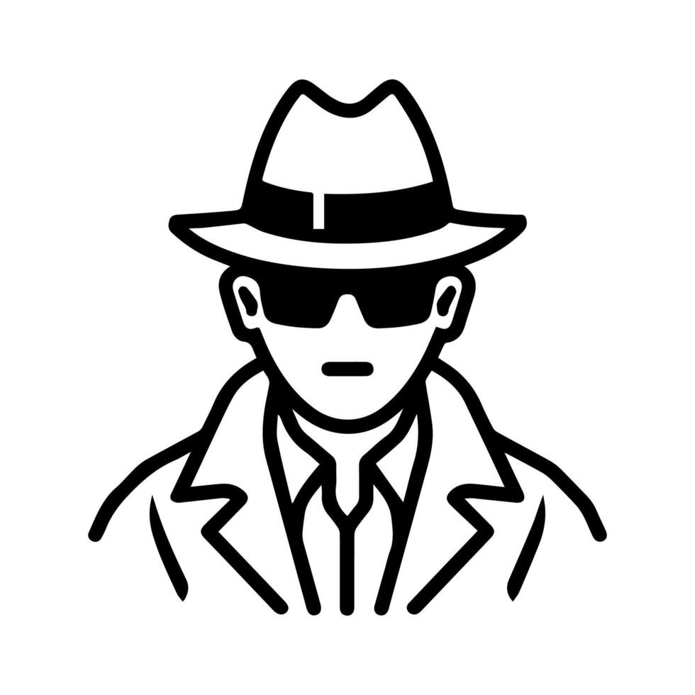 Detective icon or modern line symbol. line art and icon design with bold outline. Black and white Pixel Perfect minimalistic symbol isolated white background. Silhouette simple thin sign vector