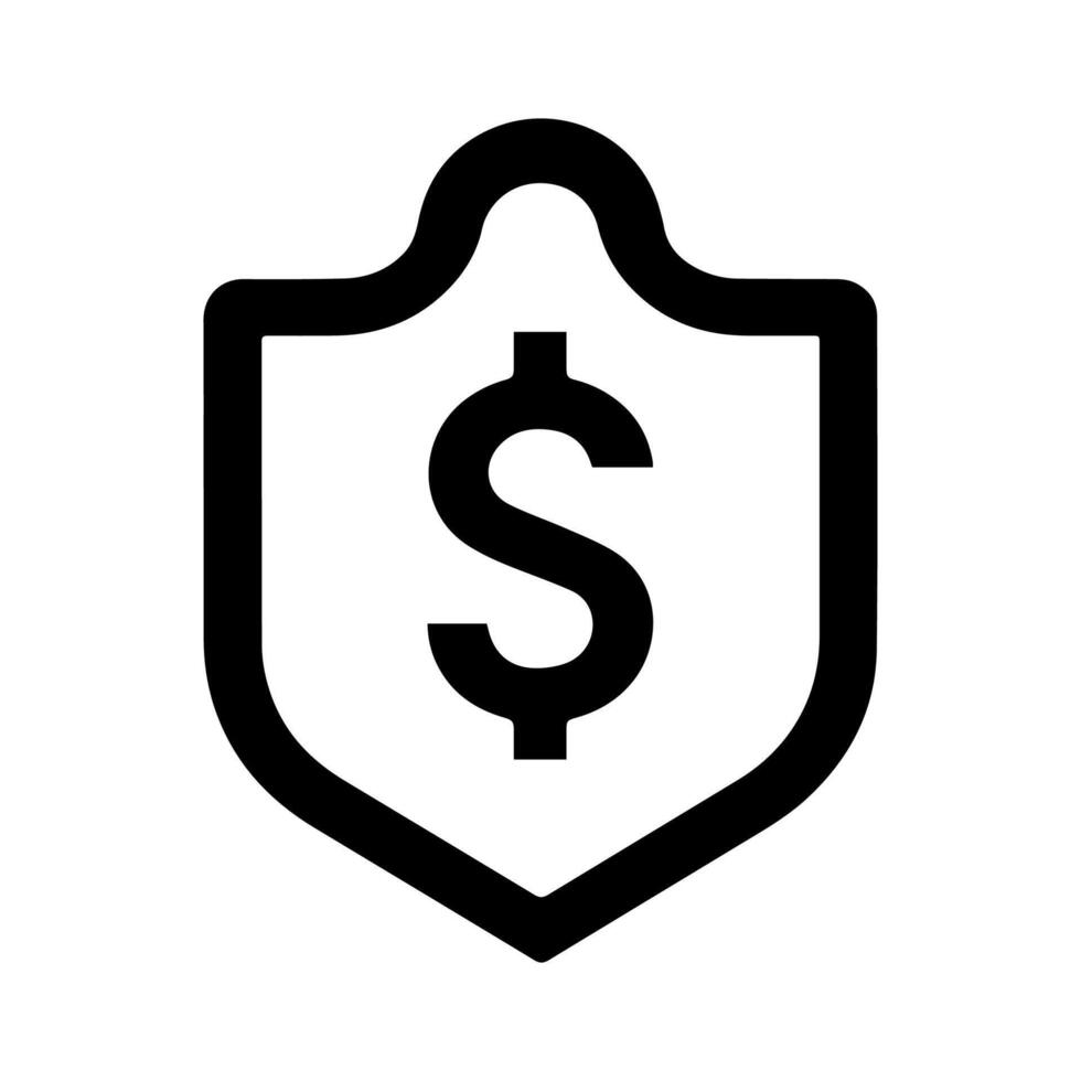 Money Secure icon or modern line symbol. line art and icon design with bold outline. Black and white Pixel Perfect minimalistic symbol isolated white background. Silhouette simple thin sign vector