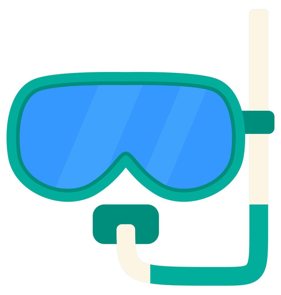Flat illustration of snorkel mask with tube for breathing isolated on white background. vector