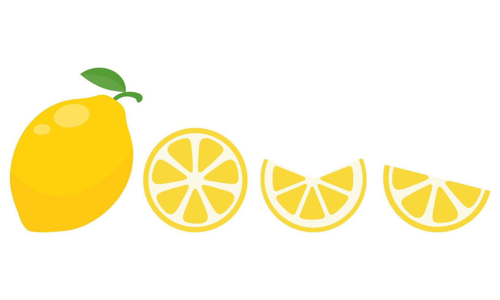 Fresh lemon fruits icon set isolated on white background. vector