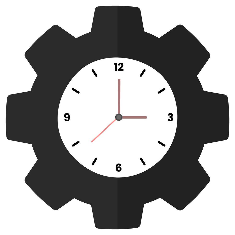 Flat illustration of cog wheel and watch deadline isolated on white background. vector