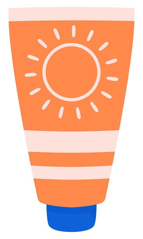 Flat illustration of sunscreen cream in tube isolated on white background. vector