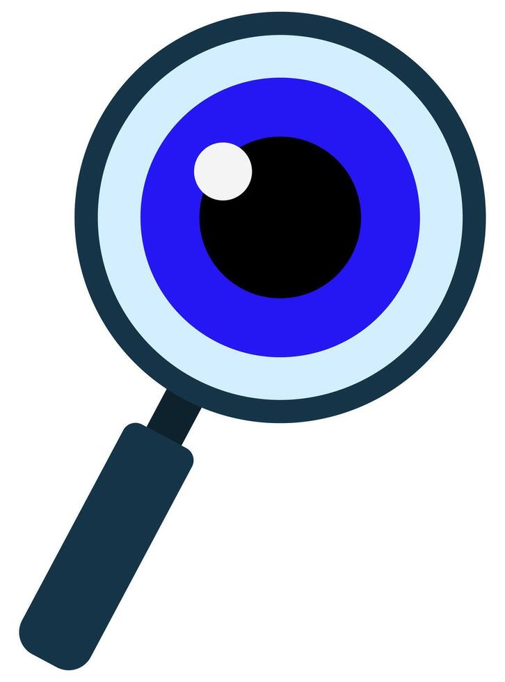 Magnifier with eye flat icon isolated on white background. vector