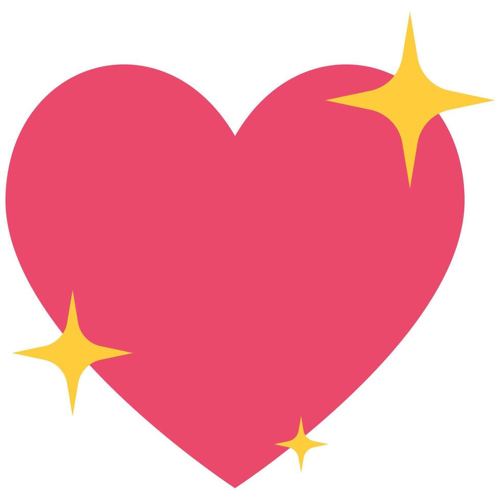 Flat illustration of hearts with shine icon stars sparkle isolated on white background. vector