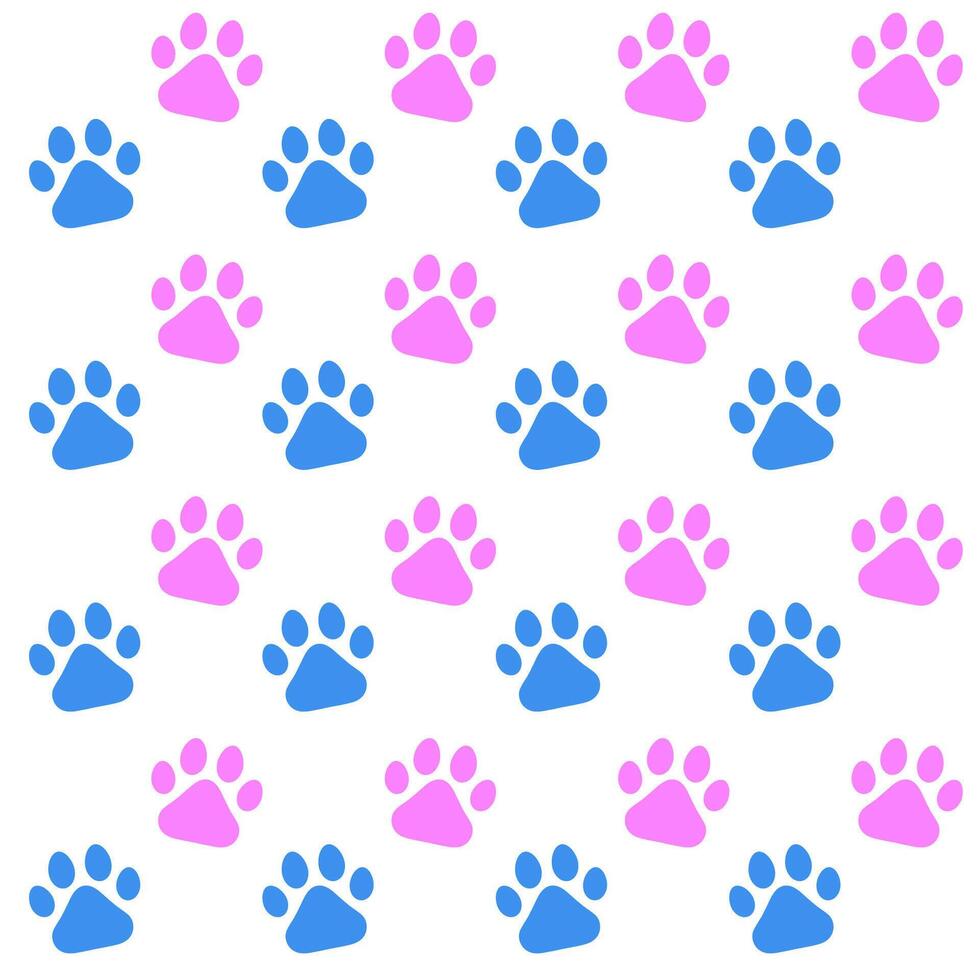 Paw print seamless isolated on white background. vector