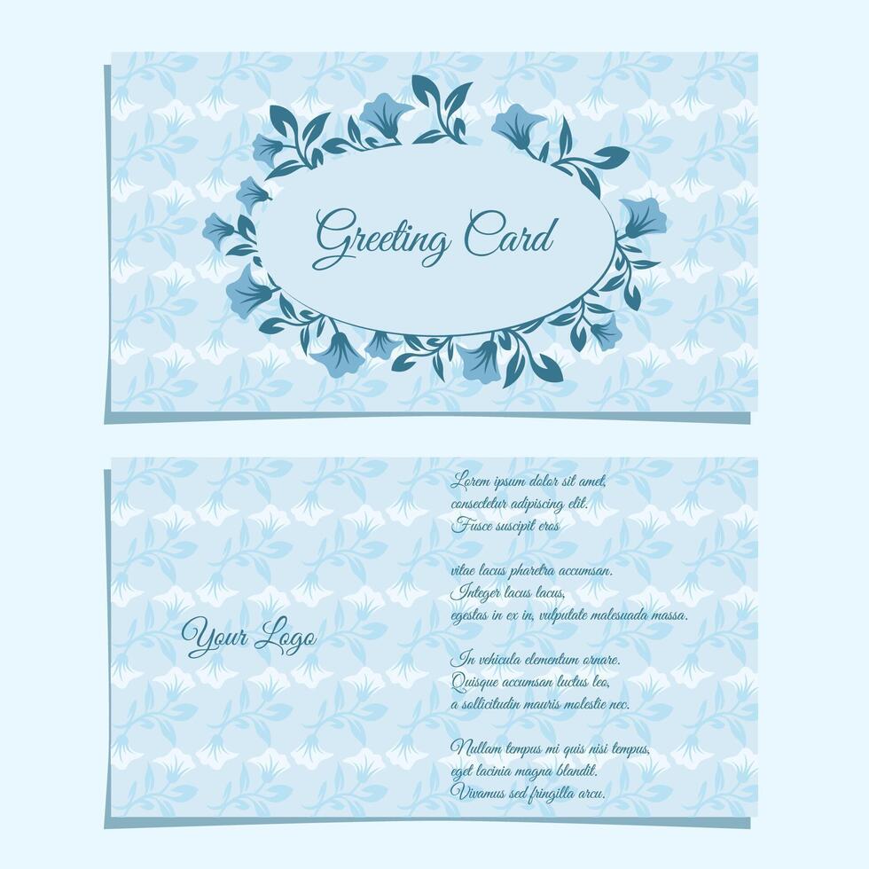 vintage blue greeting card design vector