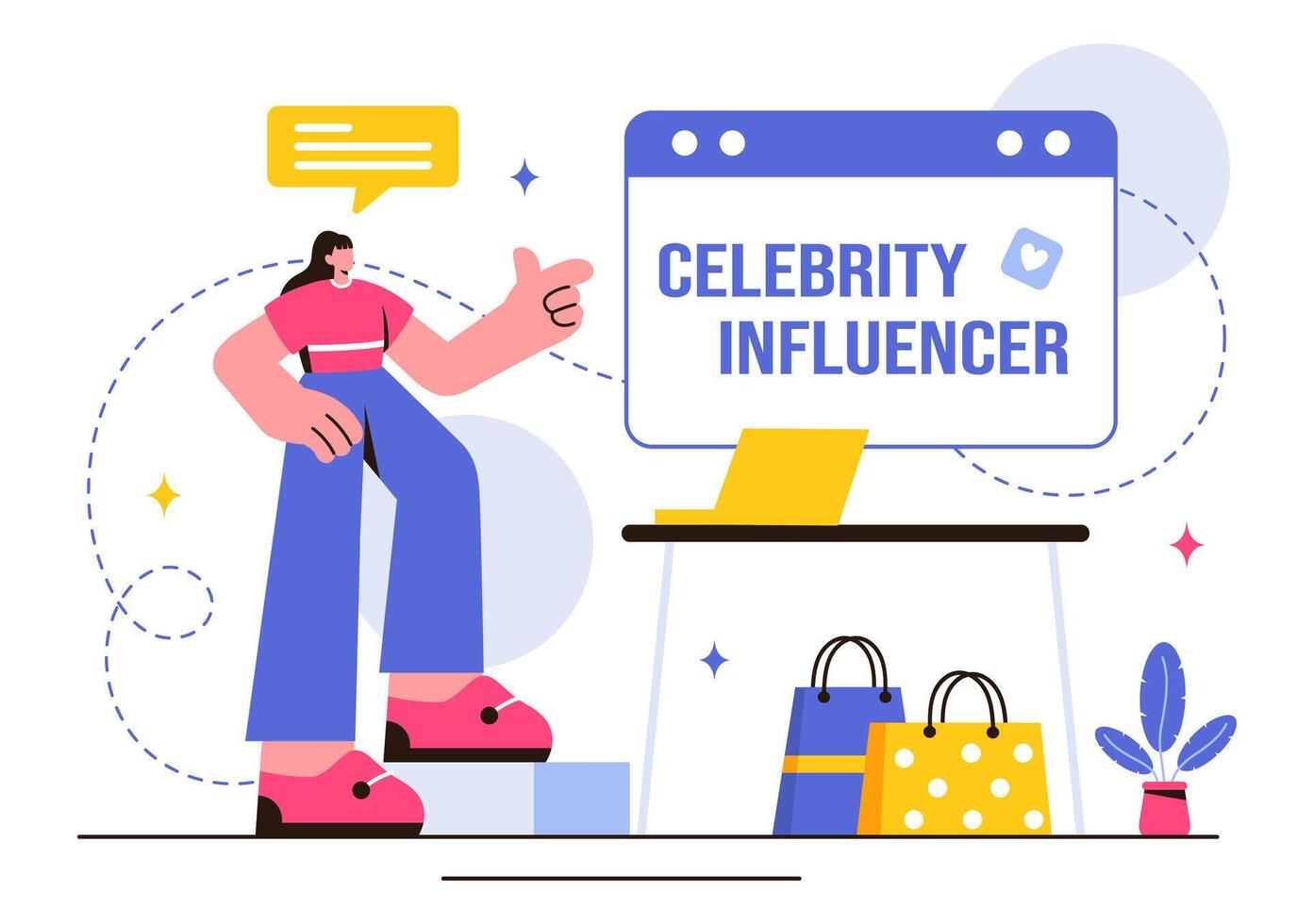 Illustration of Celebrity Influencers Posting on the Internet for Advertising, Marketing, Daily Life, or Endorsements in a Flat Cartoon Style vector