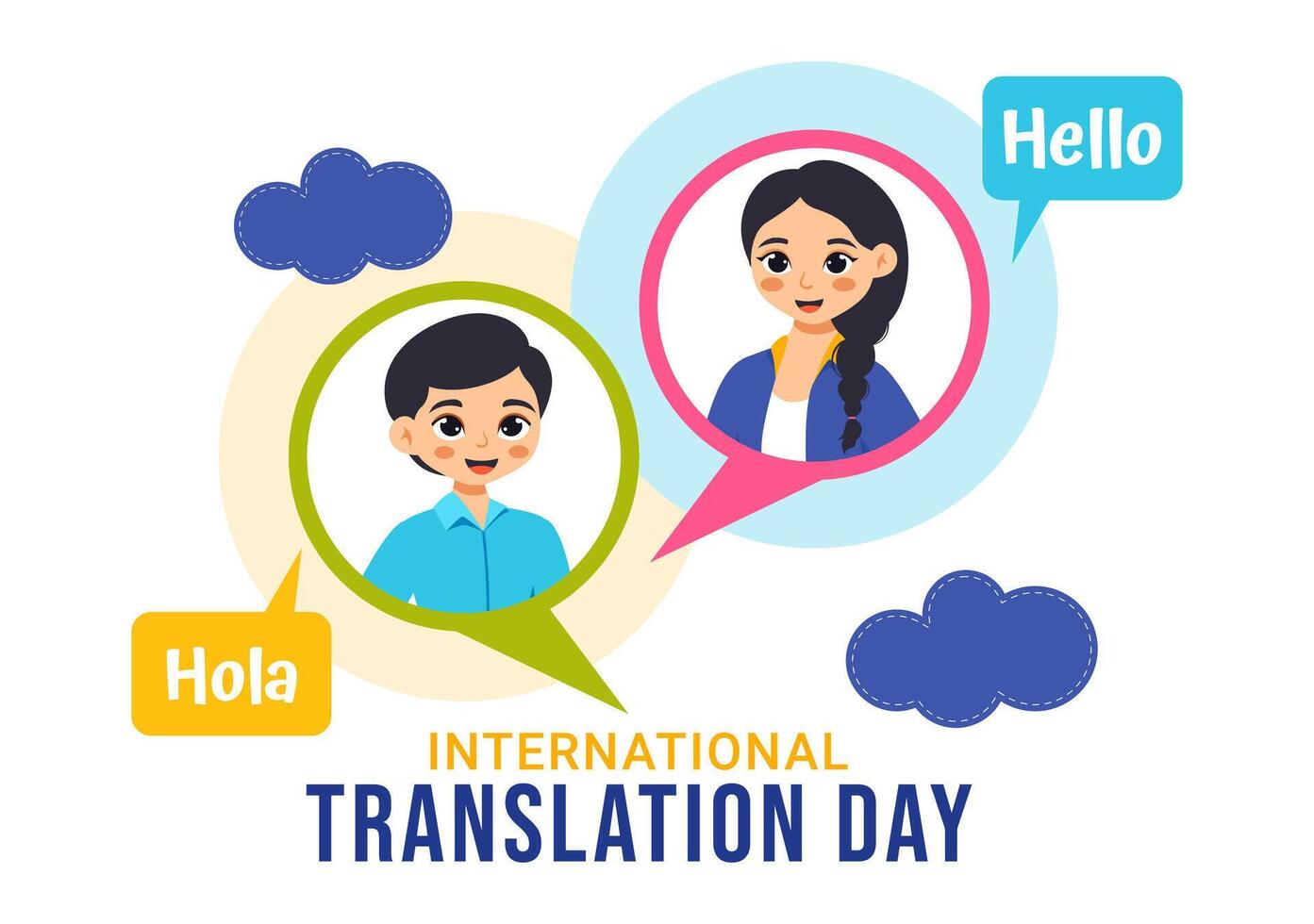 World Translator or Translation Language Day Illustration with Hello Greetings in Different Countries and Multilingual International Communication vector