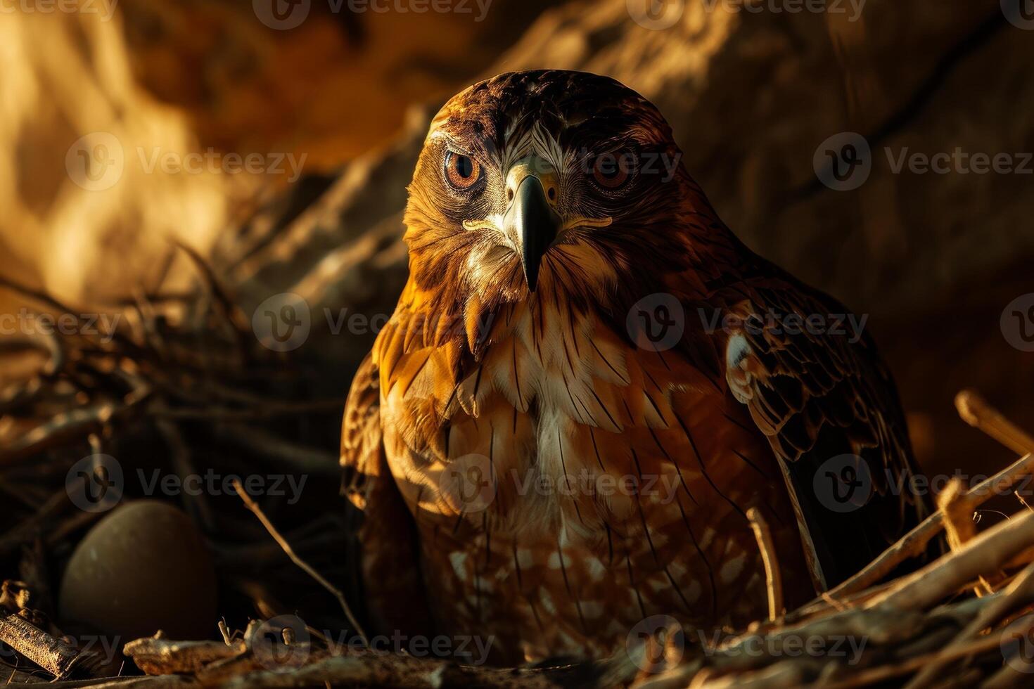 Javan Hawk Eagle bird on the rooted in natural habitat photo