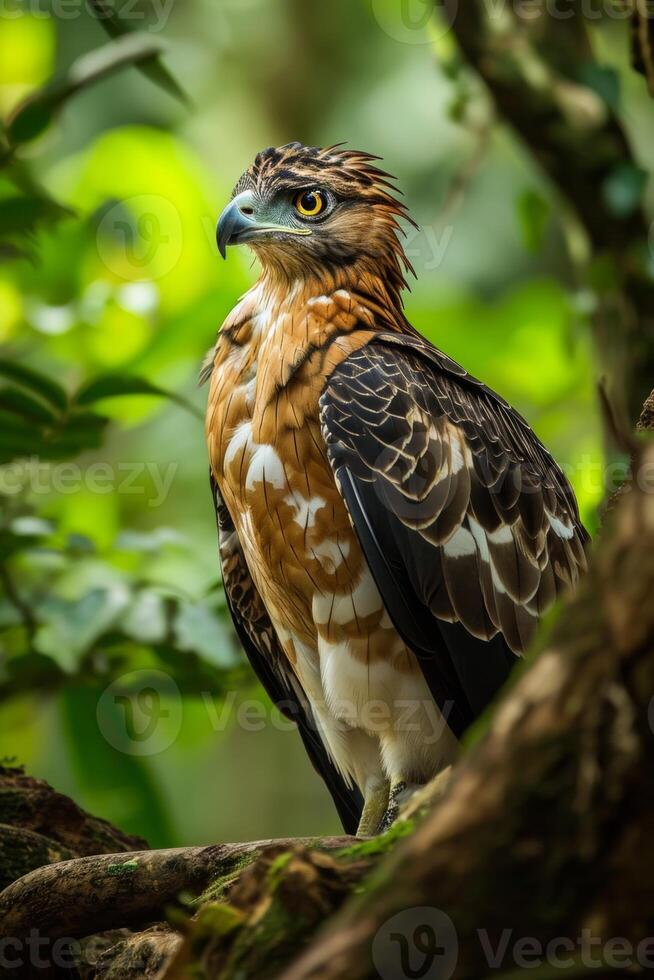 Javan Hawk Eagle bird in the natural habitat photo