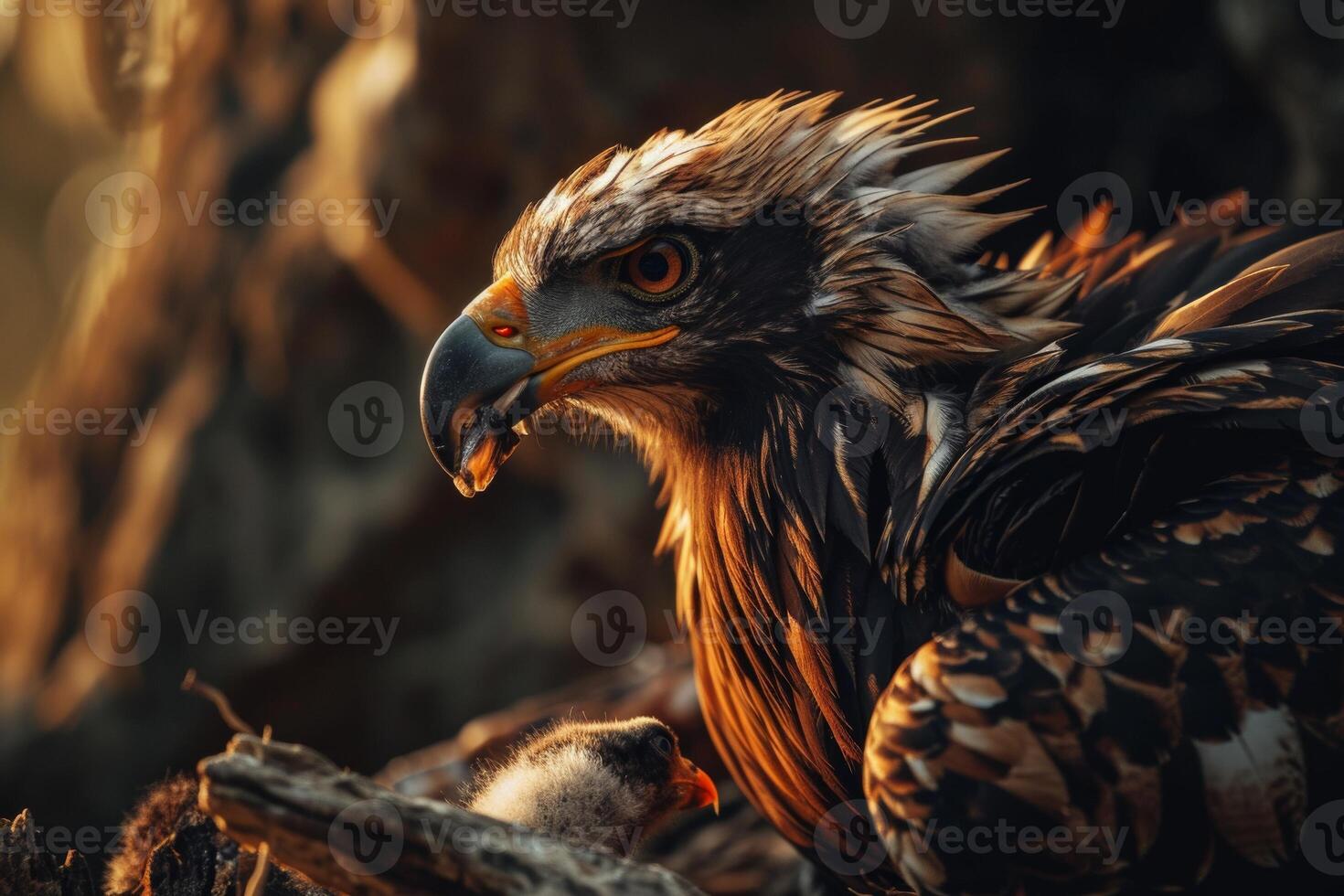 javanese Eagle bird on the rooted in natural habitat photo