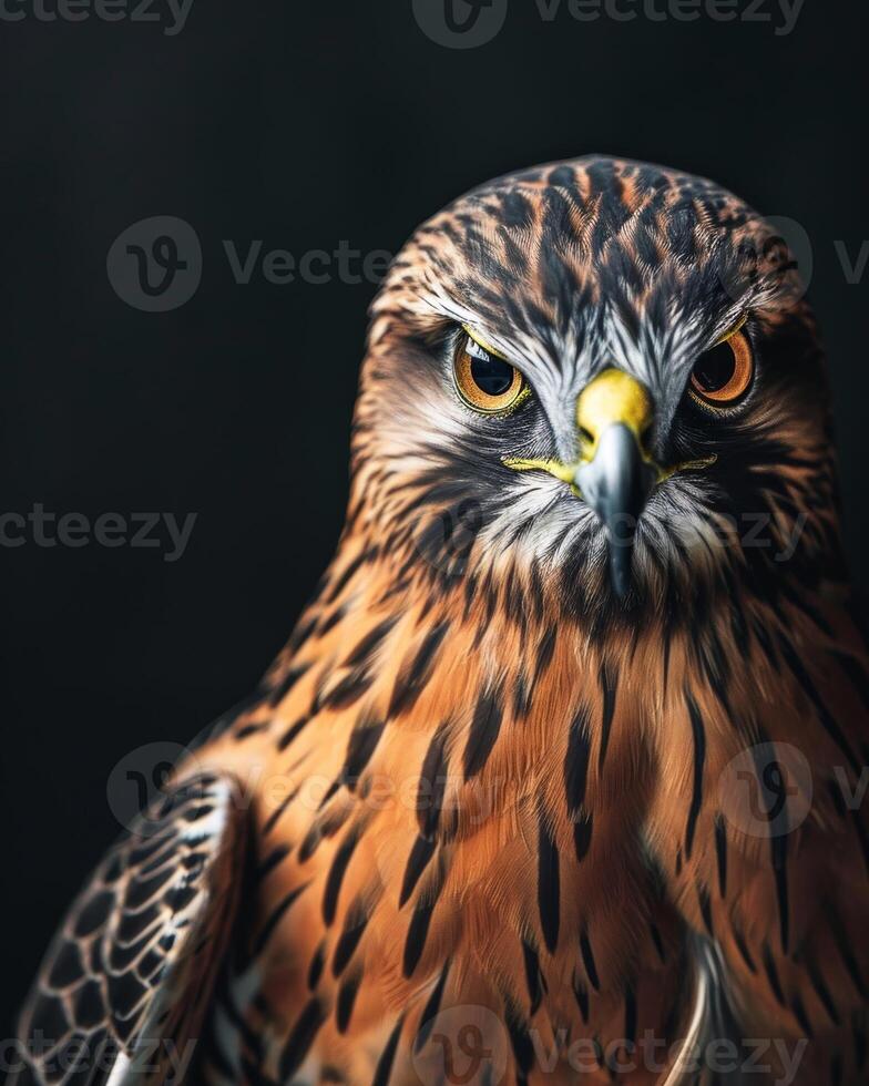 Northern Harrier Eagle bird in studio isolated on black background photo