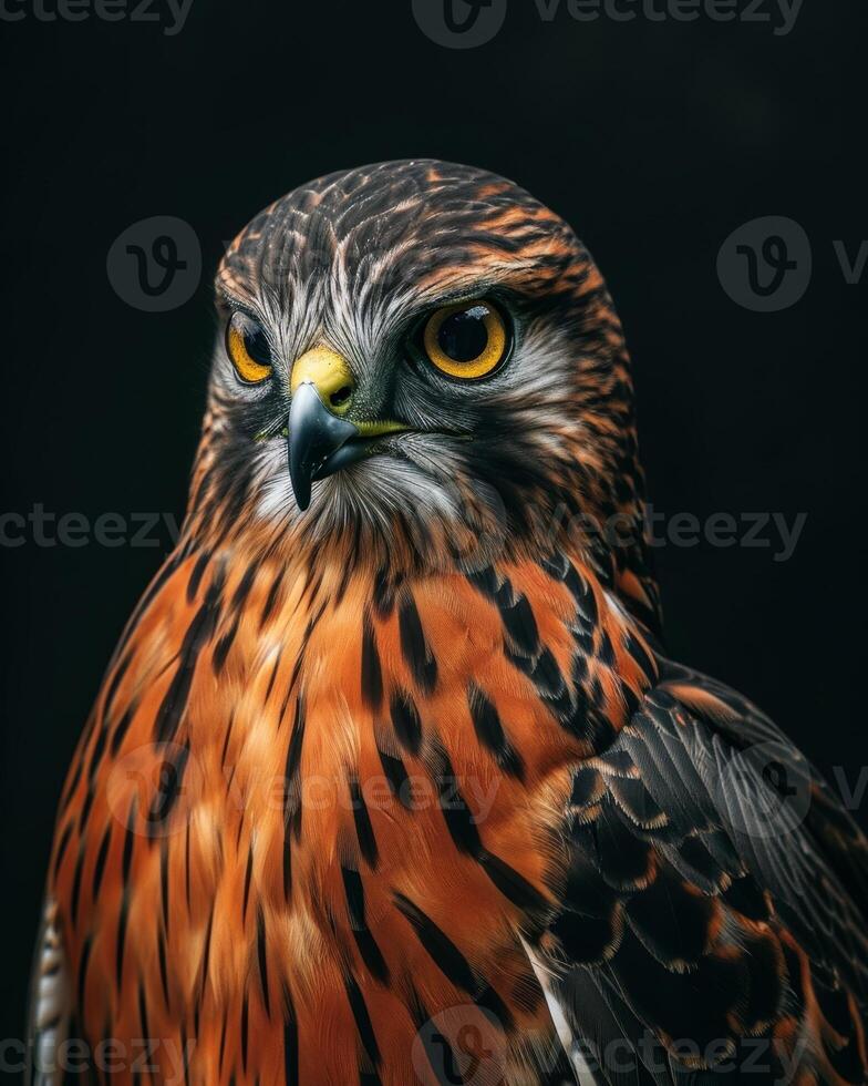 Northern Harrier Eagle bird in studio isolated on black background photo