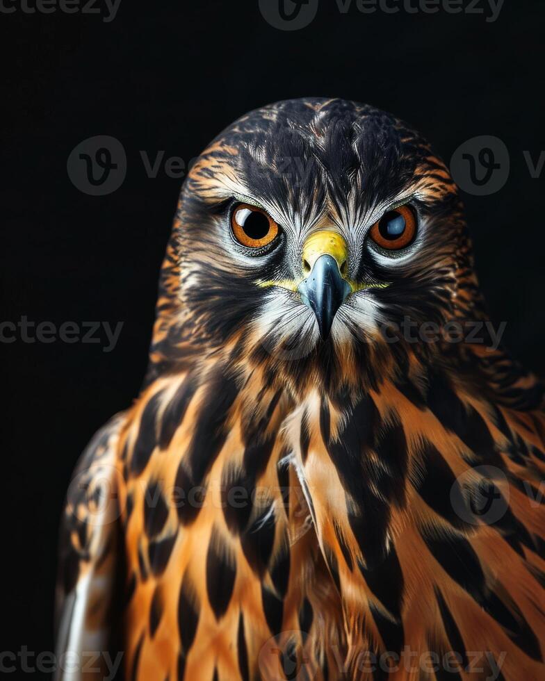Northern Harrier Eagle bird in studio isolated on black background photo