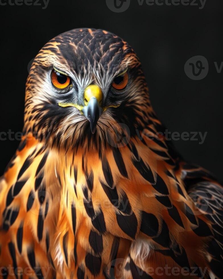 Northern Harrier Eagle bird in studio isolated on black background photo