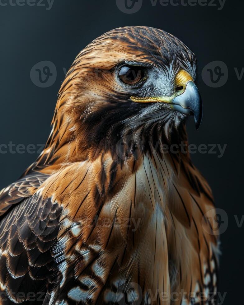 Red-tailed Hawk Eagle bird in studio isolated on black background photo