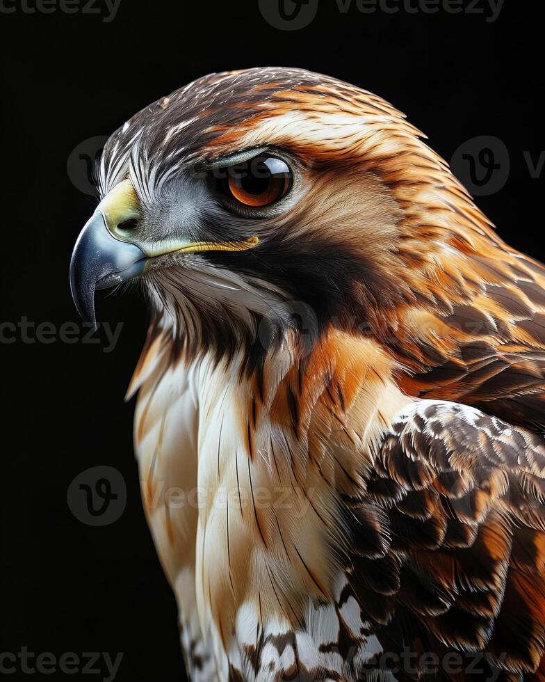 Red-tailed Hawk Eagle bird in studio isolated on black background photo