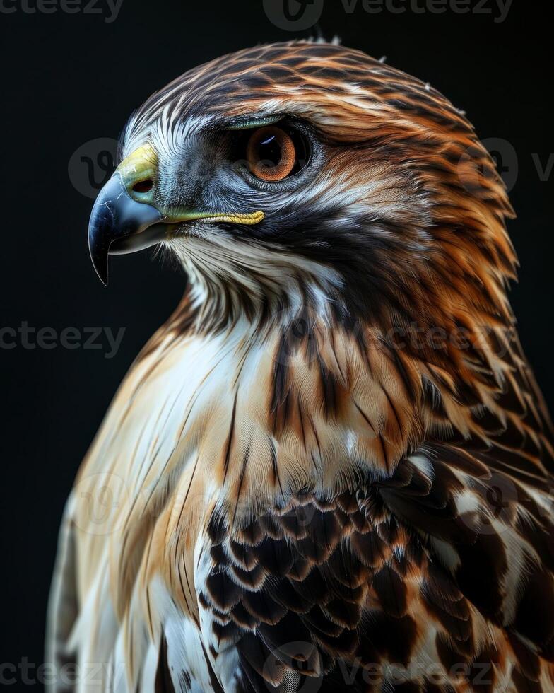 Red-tailed Hawk Eagle bird in studio isolated on black background photo