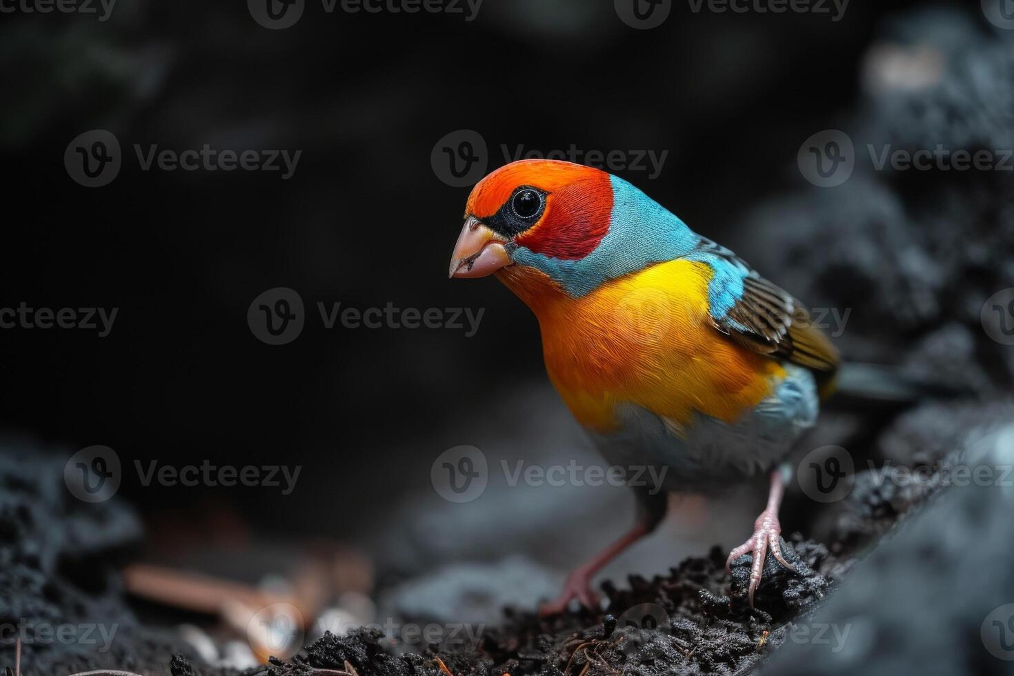 gouldian finch standing in the natural habitat photo