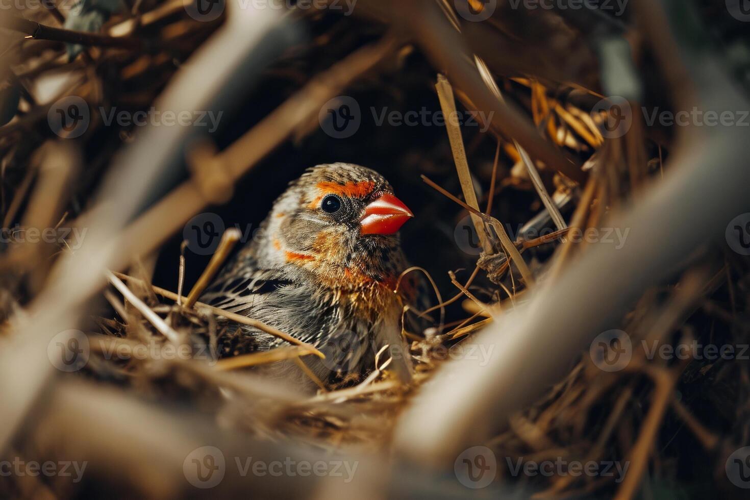 Finch bird on the rooted in studio isolated on black background photo