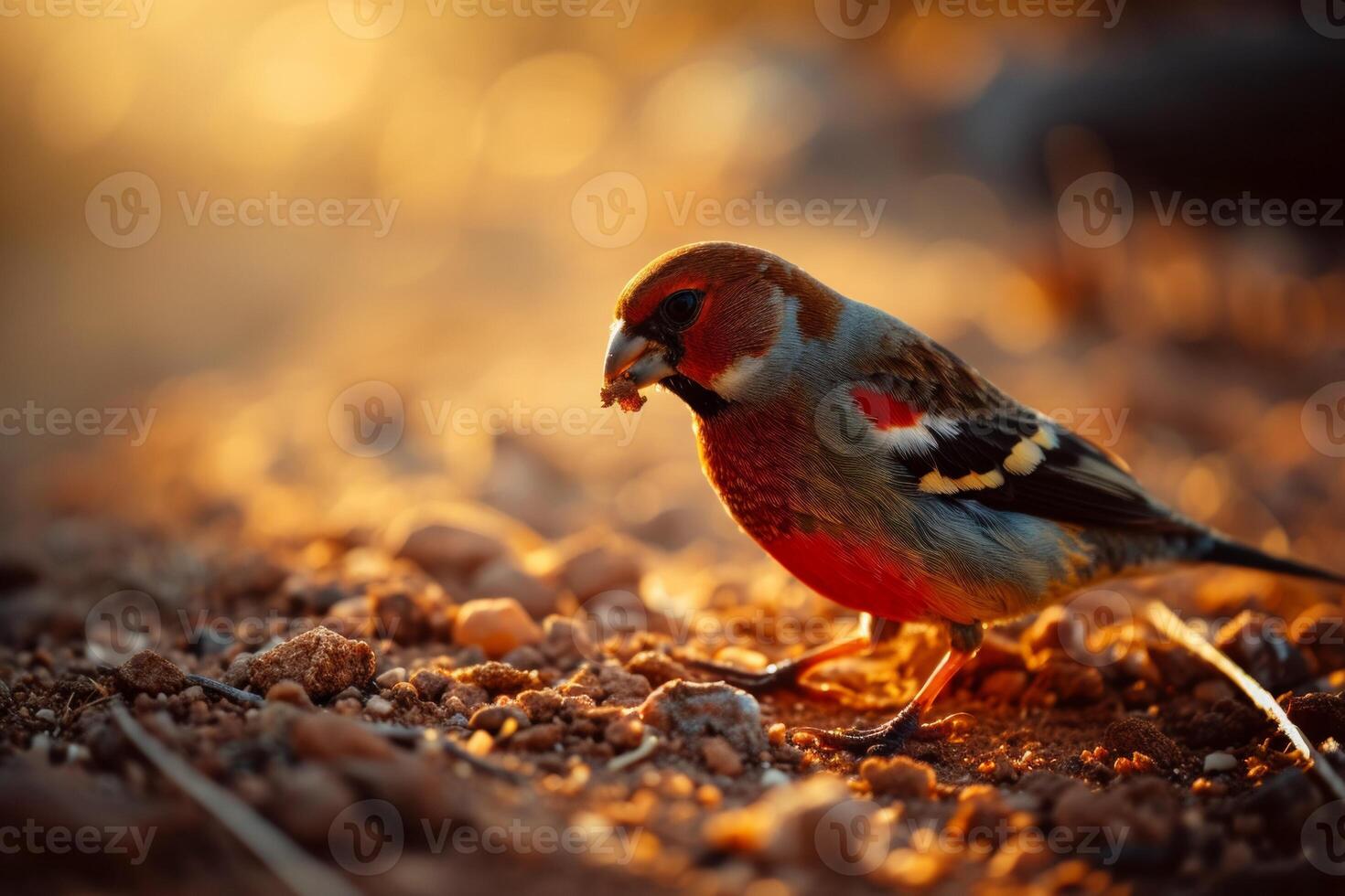 Shaft tail finch bird eating in the natural habitat photo