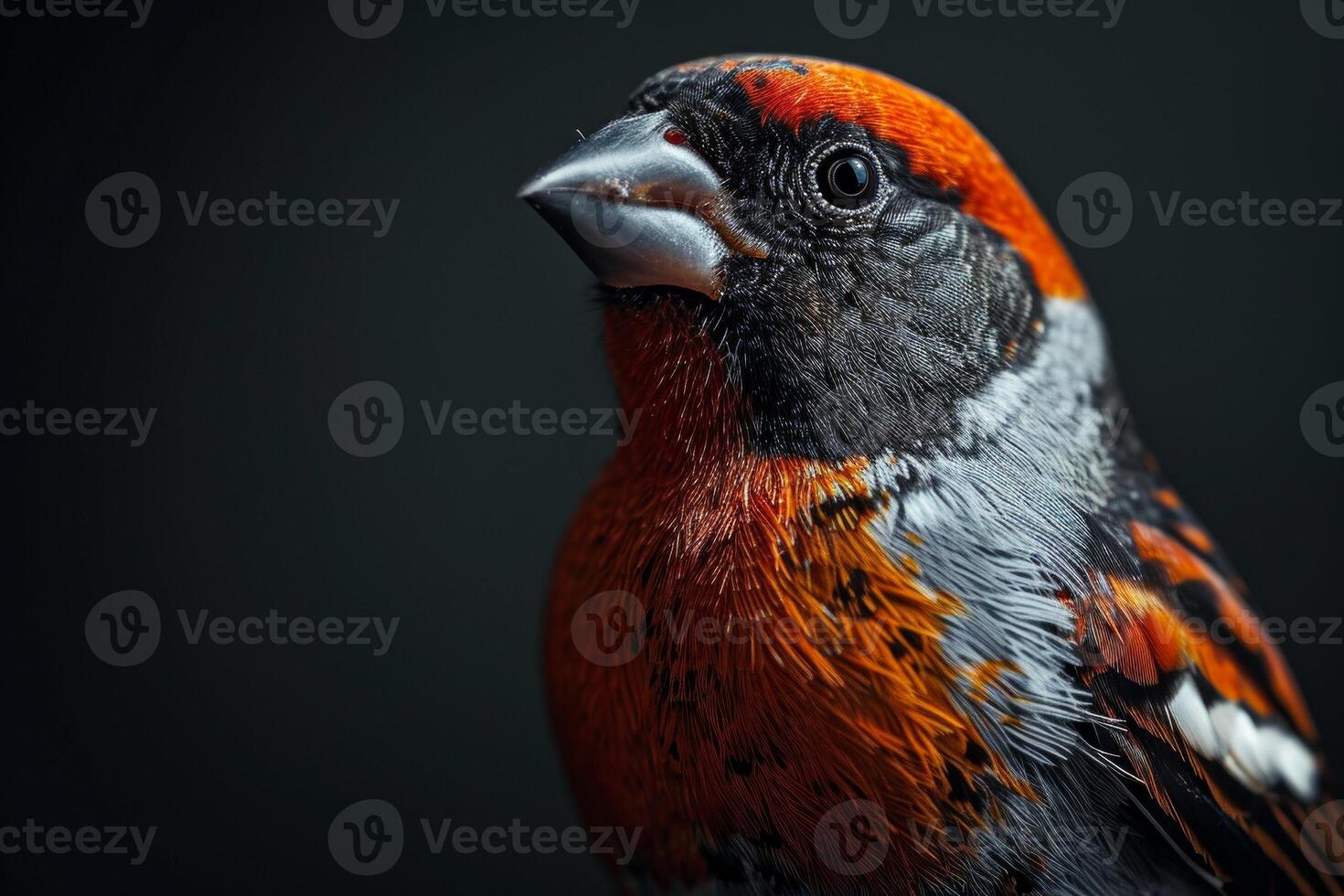 Shaft tail Finch in studio isolated on black background photo